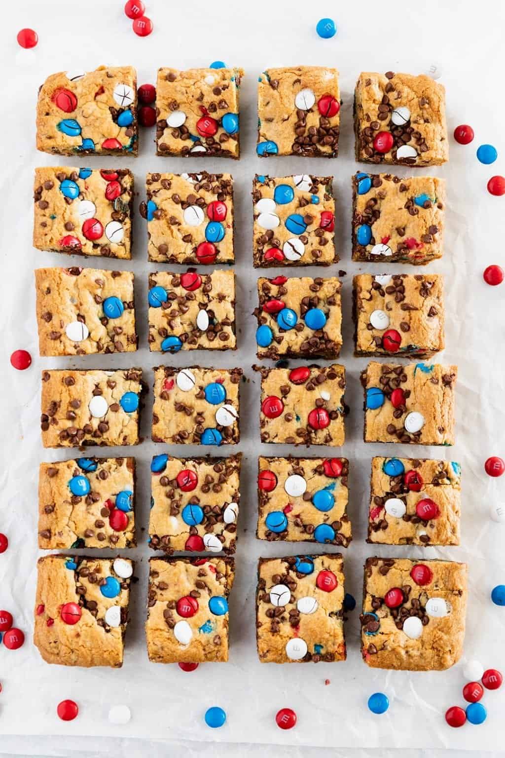 19 Easy Patriotic Desserts 23 Red White and Blue MM Cookie Bars 3