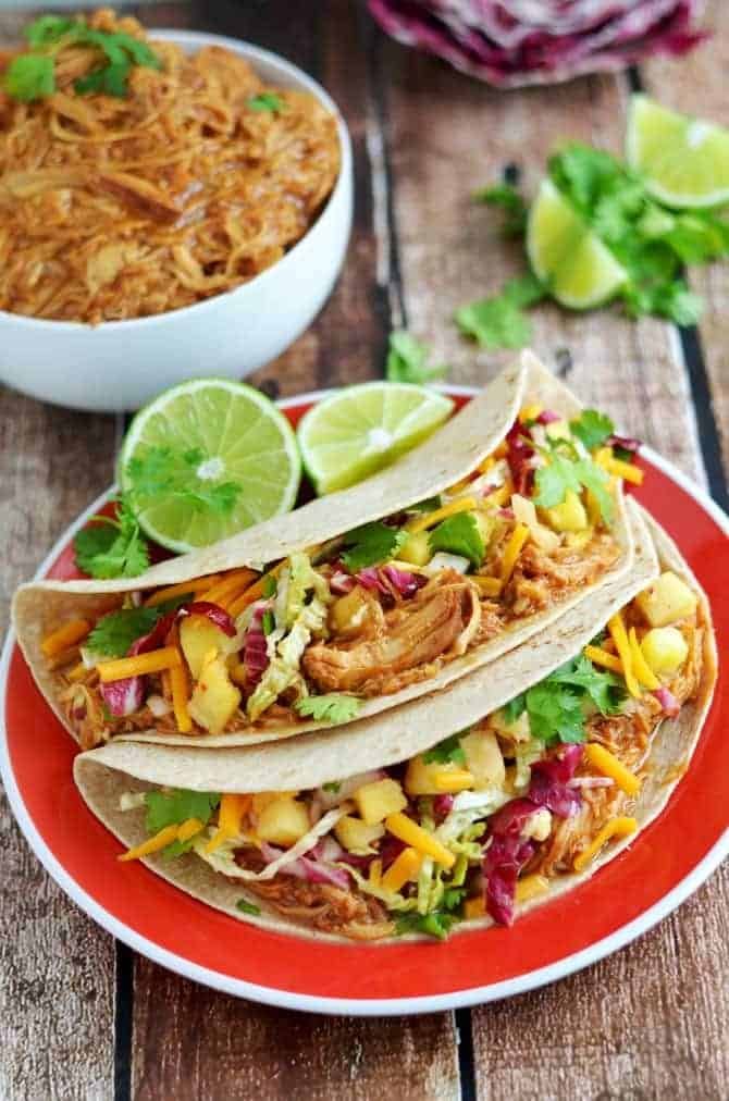 Hawaiian BBQ Crock Pot Chicken Tacos 2