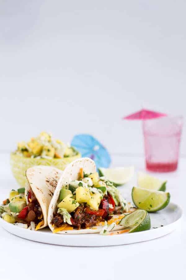 Hawaiian Hula Pork Fajitas with Pineapple Slaw Coconut Rice. 13