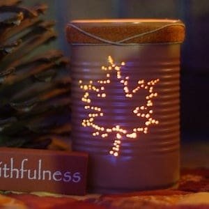 Tin can maple leaf Luminary